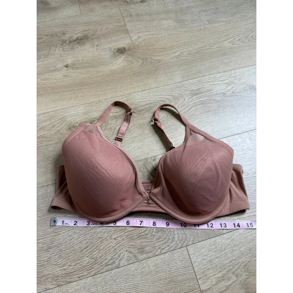 ThirdLove 24/7 Classic Contour Plunge Bra Mesh Underwire Lined‎ Taupe size 38D